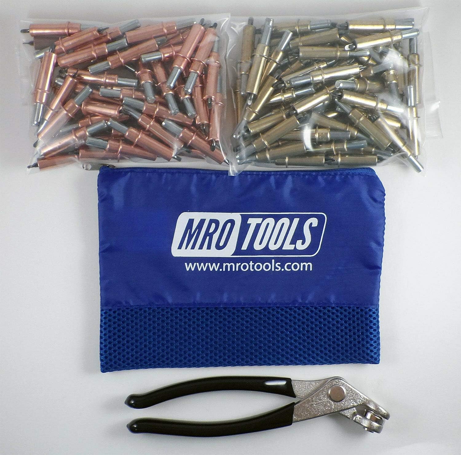 50 1/8 & 50 3/16 Cleco Fasteners + Cleco Pliers w/Mesh Carry Bag (K4S100-1)