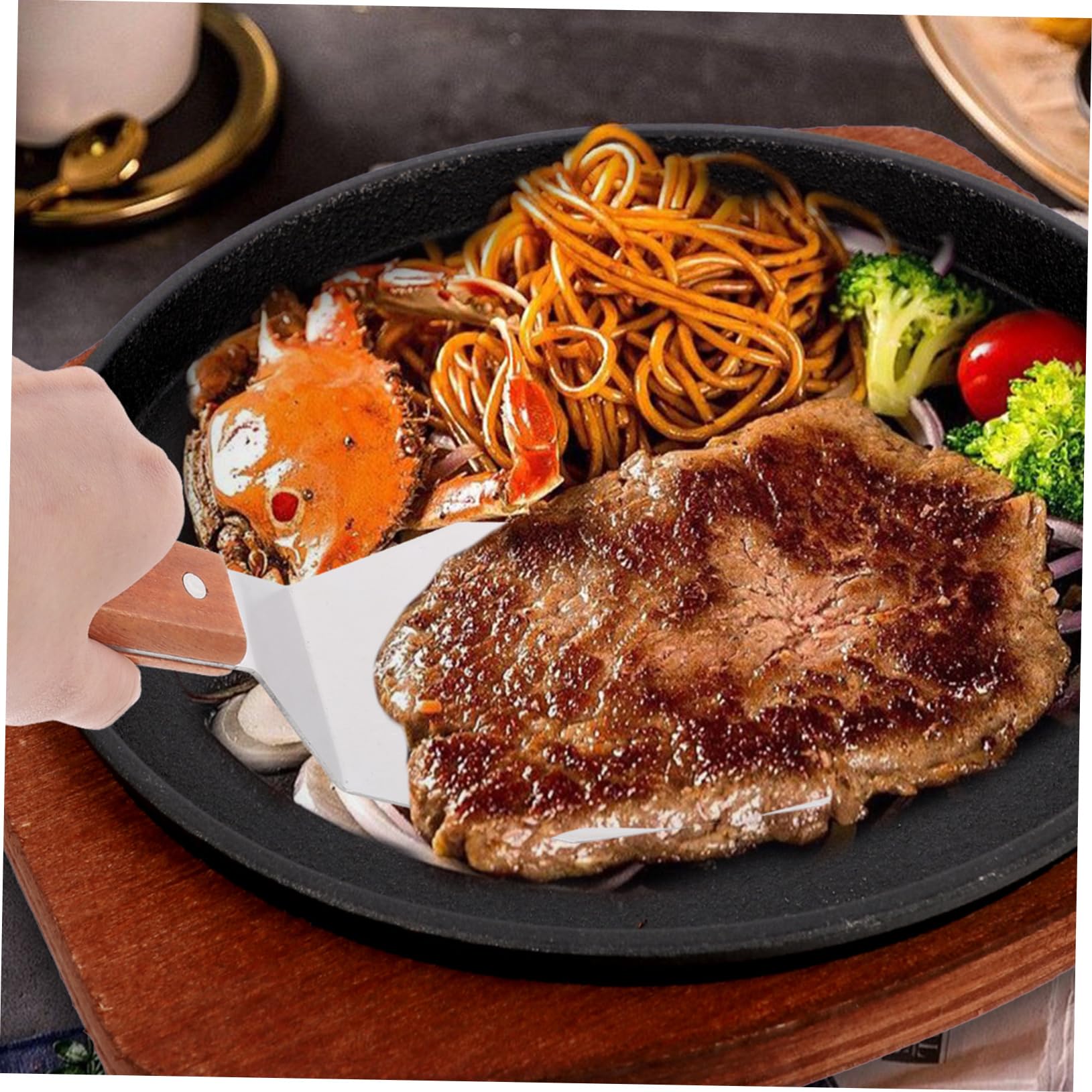 ULTECHNOVO 5piezas Espátula De Cocina Multifuncional De Inoxidable Mango Para Parrilla y Freír Para Voltear y Verduras Casa Aire
