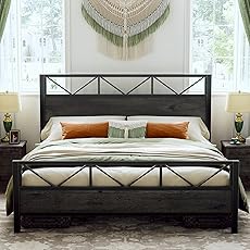 LIKIMIO Twin Bed Frame with Headboard, Easy Assembly, Noise-Free, No Box Spring Needed, Heavy Strong Metal Support Frames, Rustic Brown