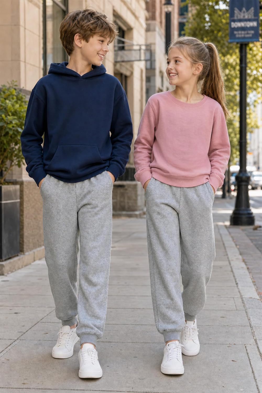 JiAmy Boys Girls Sweatpants Athletic Joggers Pants Elastic Waist Active Pants Sport Pants with Pockets for 5-16 Years