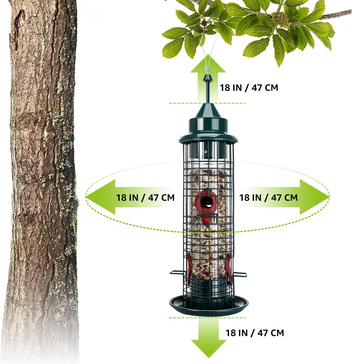Bird Feeder Metal Material Hanging Wild Birds feeders for Outside w/4 Perches, 1.2-Pound Seed Capacity : Patio, Lawn & Garden