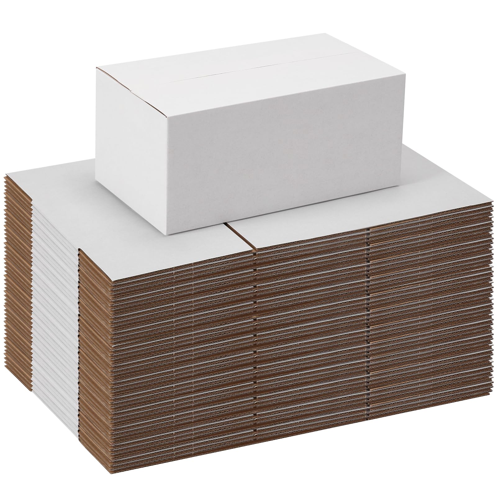 8x5x5 Shipping Boxes Set of 40, White Kraft Corrugated Cardboard Small Boxes Mailers for Business Packaging Box