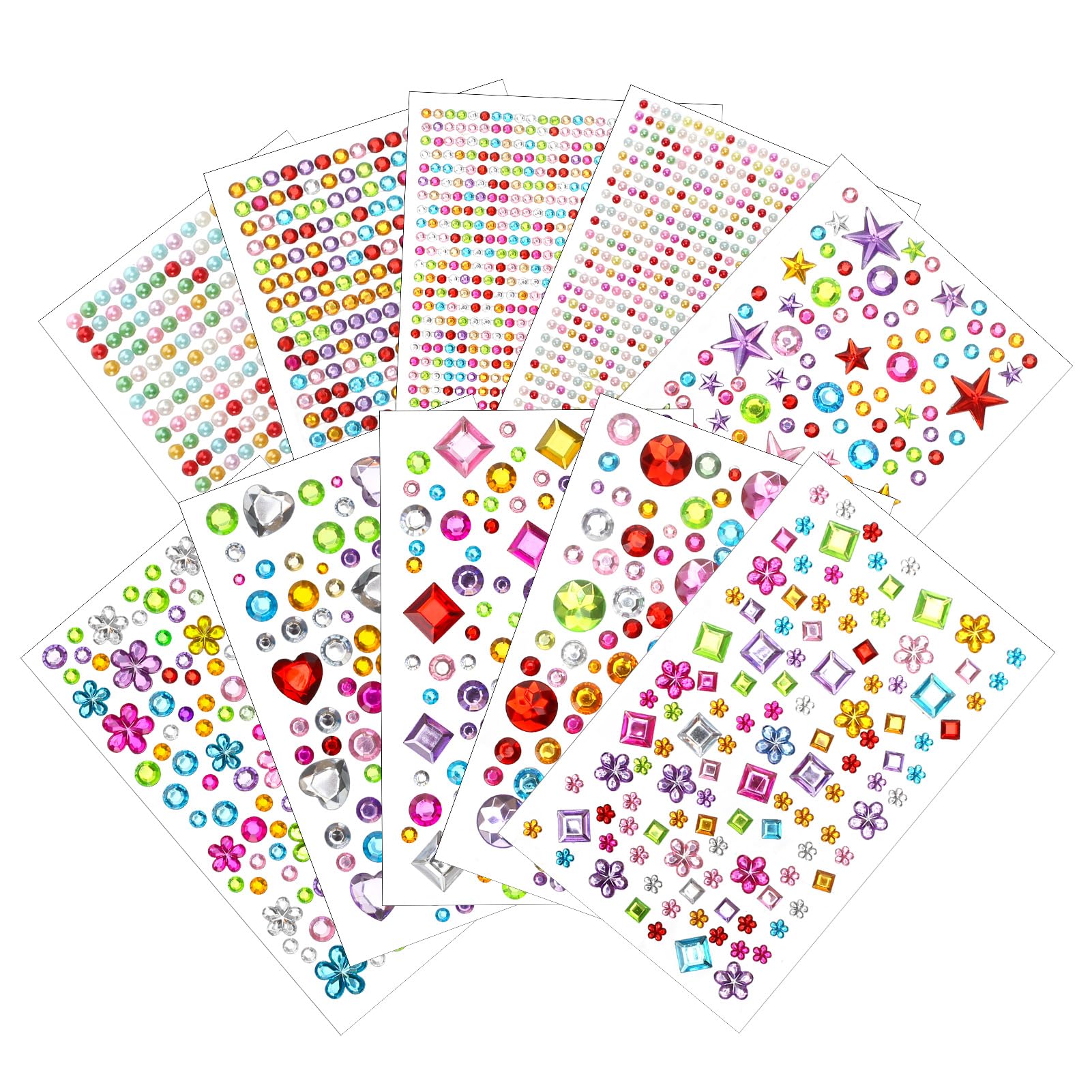 Adesivo Strass, Adesivi Fogli di Perline Multicolori autoadesivi per scrapbookin