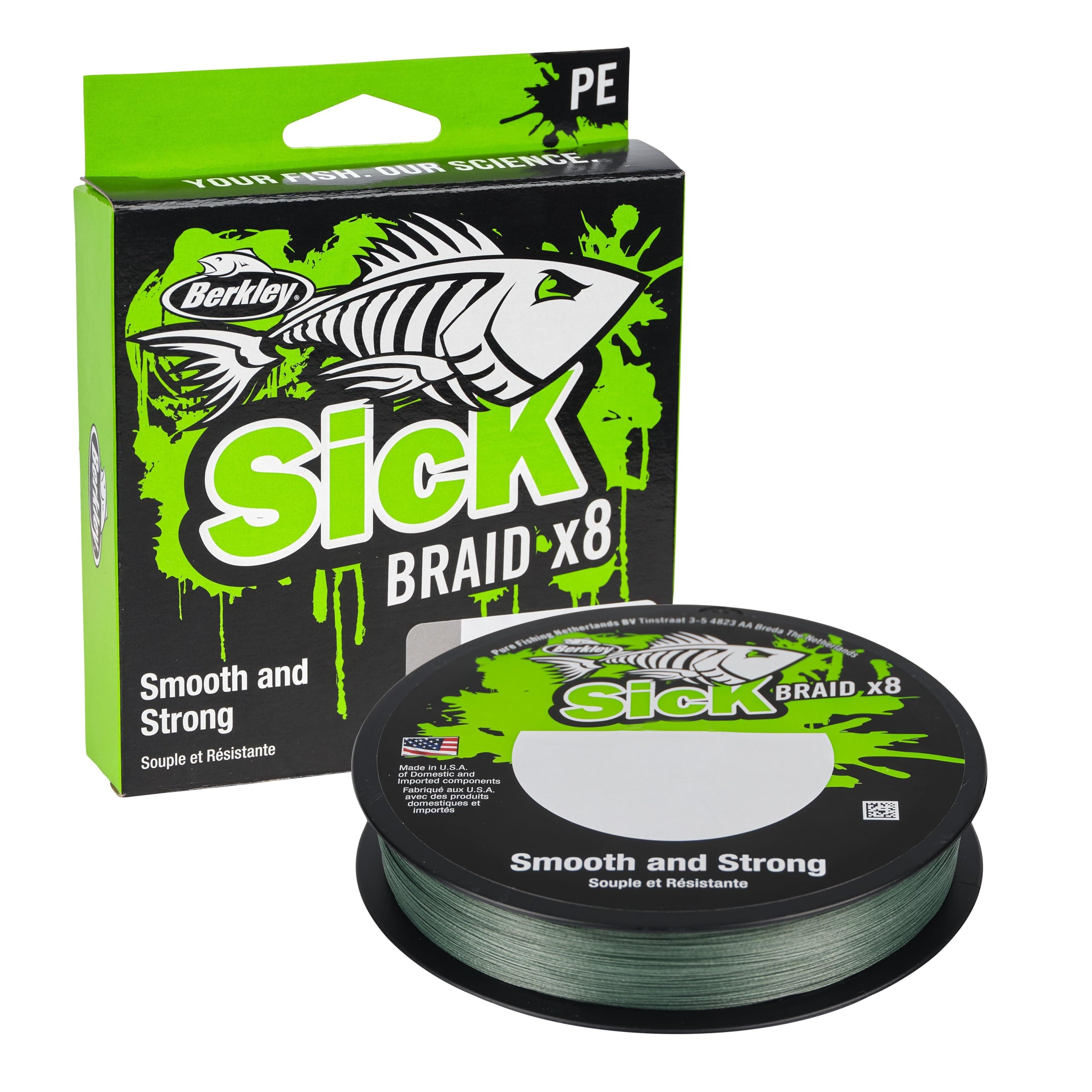 Berkley Sick Braid - 8 Strands Braided Fishing Line, Super Smooth 8 carrier Multifilament PE Braid Predator Fishing Lines 150/300m For Freshwater and Saltwater Sea Fishing
