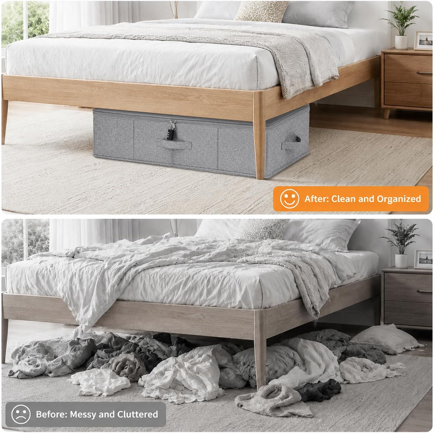 Large Lockable Under Bed Storage Box Gray Adult Toy Storage Bag Organizer