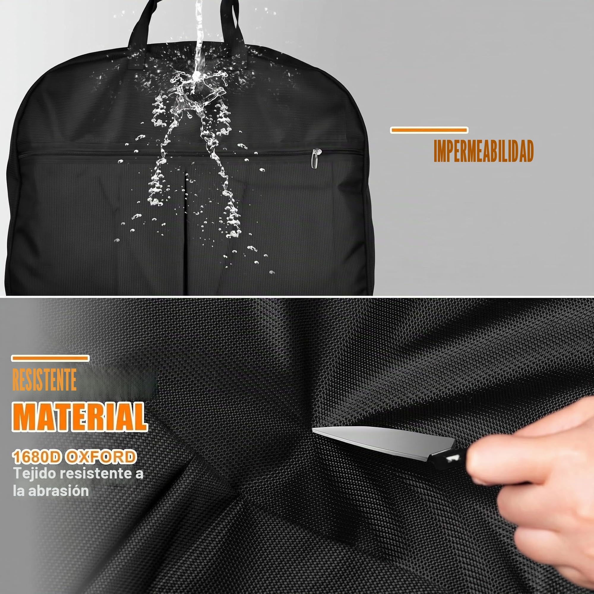 Bolsas de viaje resistentes 43 pulgadas, impermeables, para hombre y mujer, con asa y bolsillo grande, equipaje de mano para viajes de negocios, color negro, Black2, 109 cm