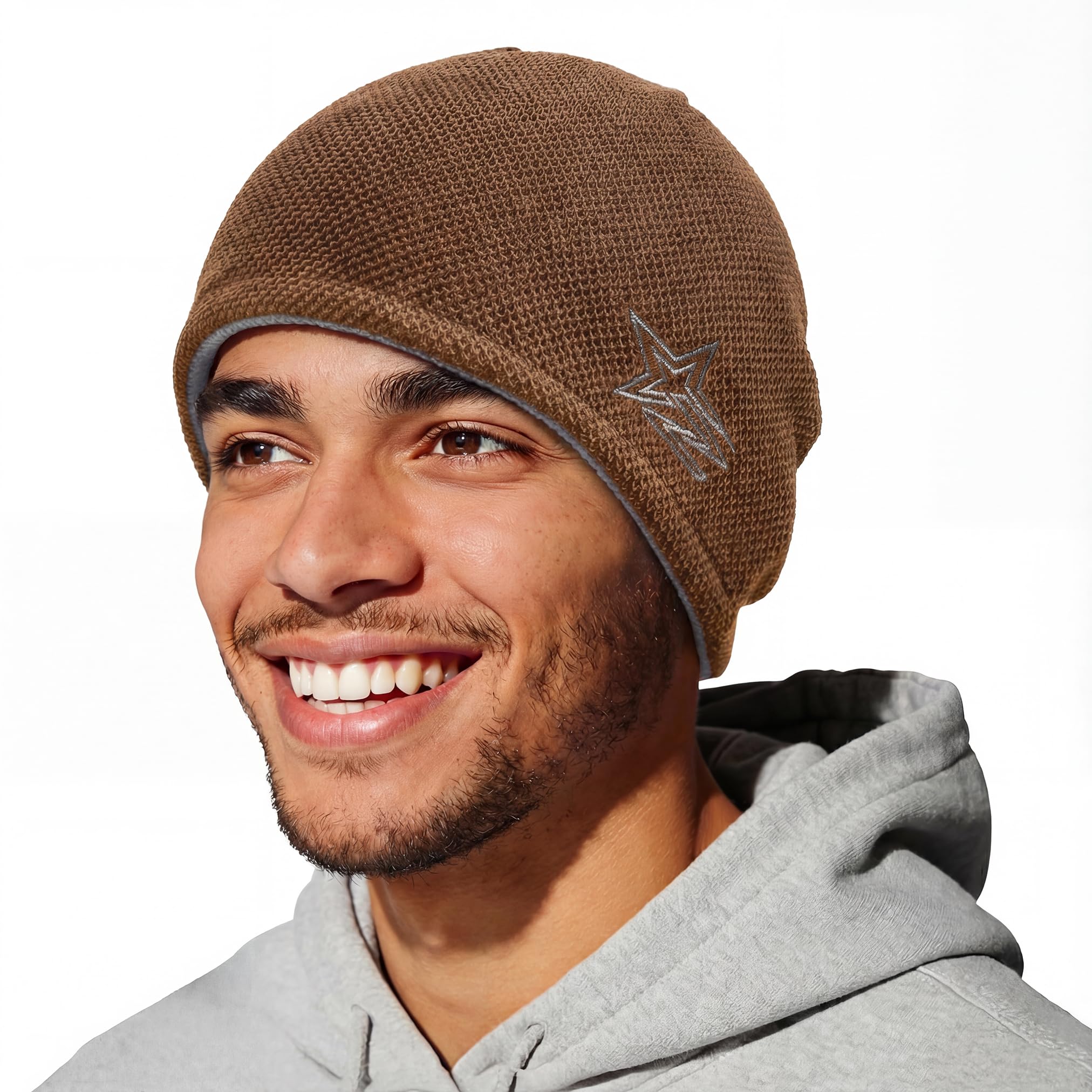 Winter Beanie Hat Warm Windproof Skull Cap Reversible Fleece Lined Unisex Women Toboggan Knit Hat for Cold Weather