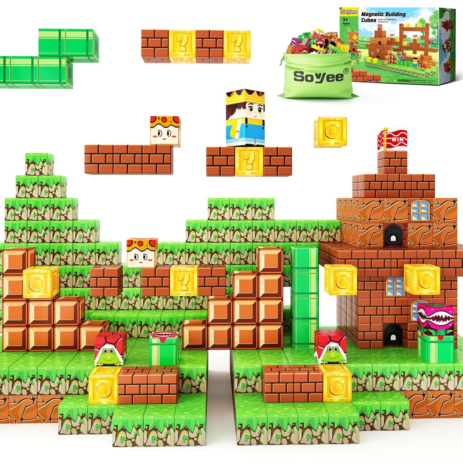 SoyeeMagnetic Blocks Building Toys - Build Mine Magnet World Set, Magnet Toys for Boys & Girls Ages 5-7, Buildable Game Elements Gifts Toys for 3+ Year Old Boys & Girls