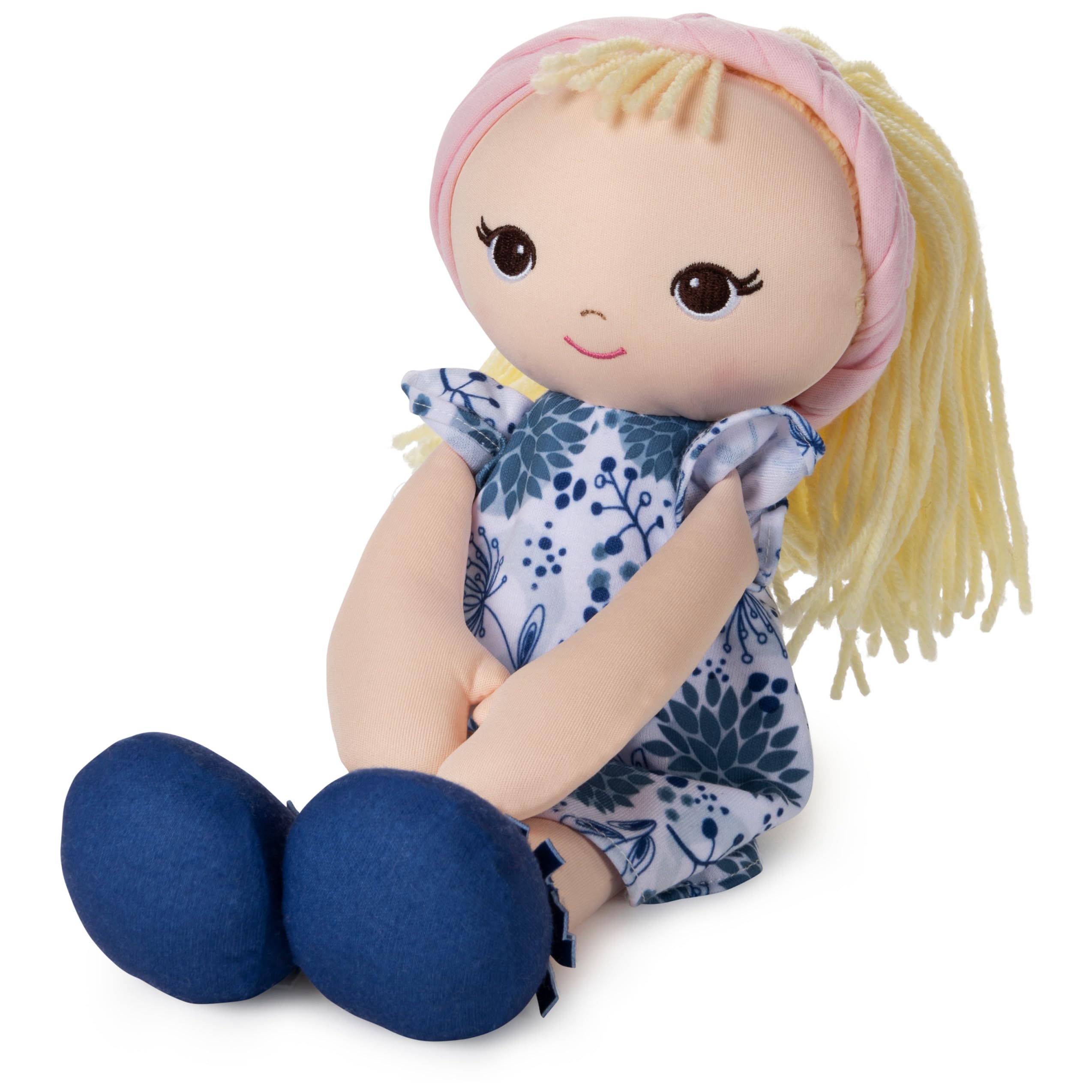 GUND Muñeca de peluche rubia, vestido floral azul, 8 pulgadas