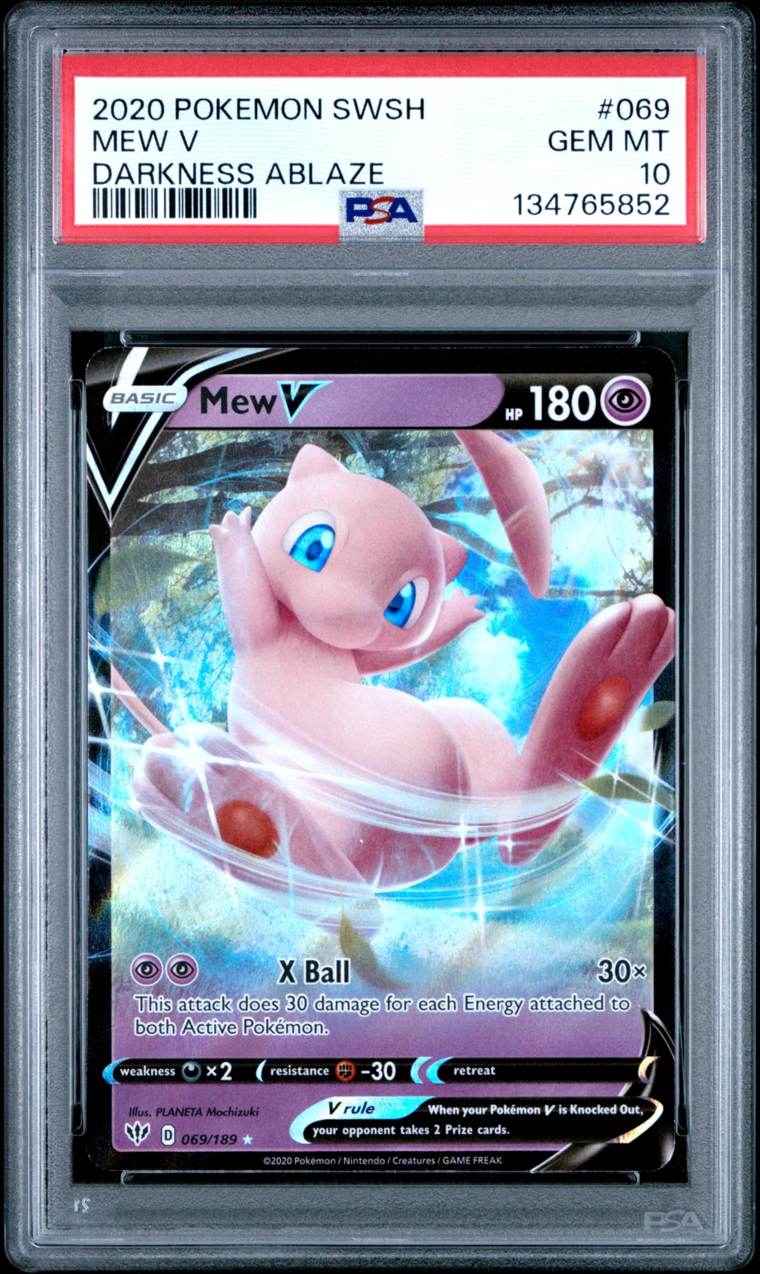 Graded 2020 PKM SWSH Darkness Ablaze Mew V #069 Sword & Shield Trading Card Game PSA 10 Gem Mint