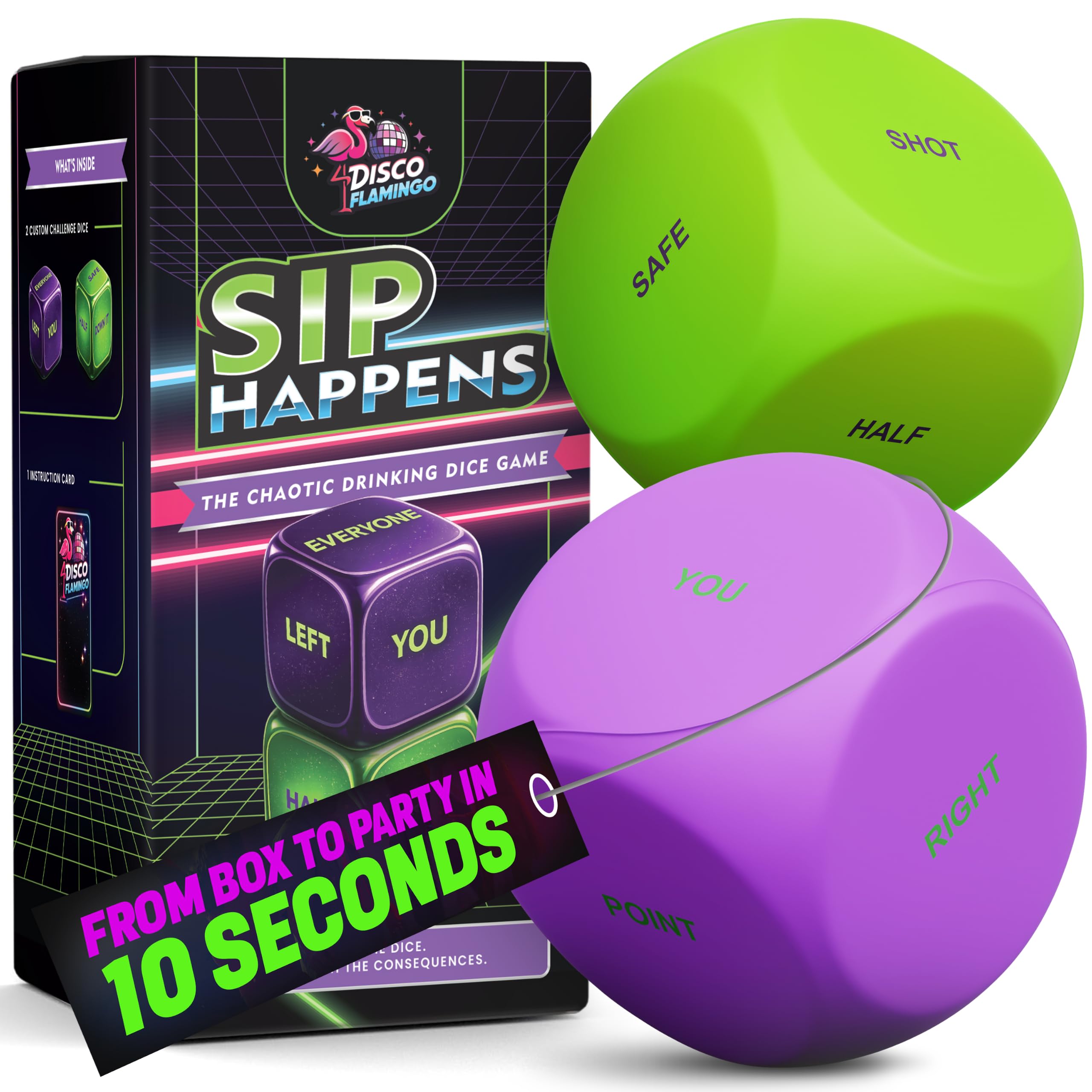 Sip Happens Drinking Dice Game | Fun Drinking Games for Game Night, Parties & Groups | Party Game to Play with Friends | Gift-Ready for Birthdays, Parties & More