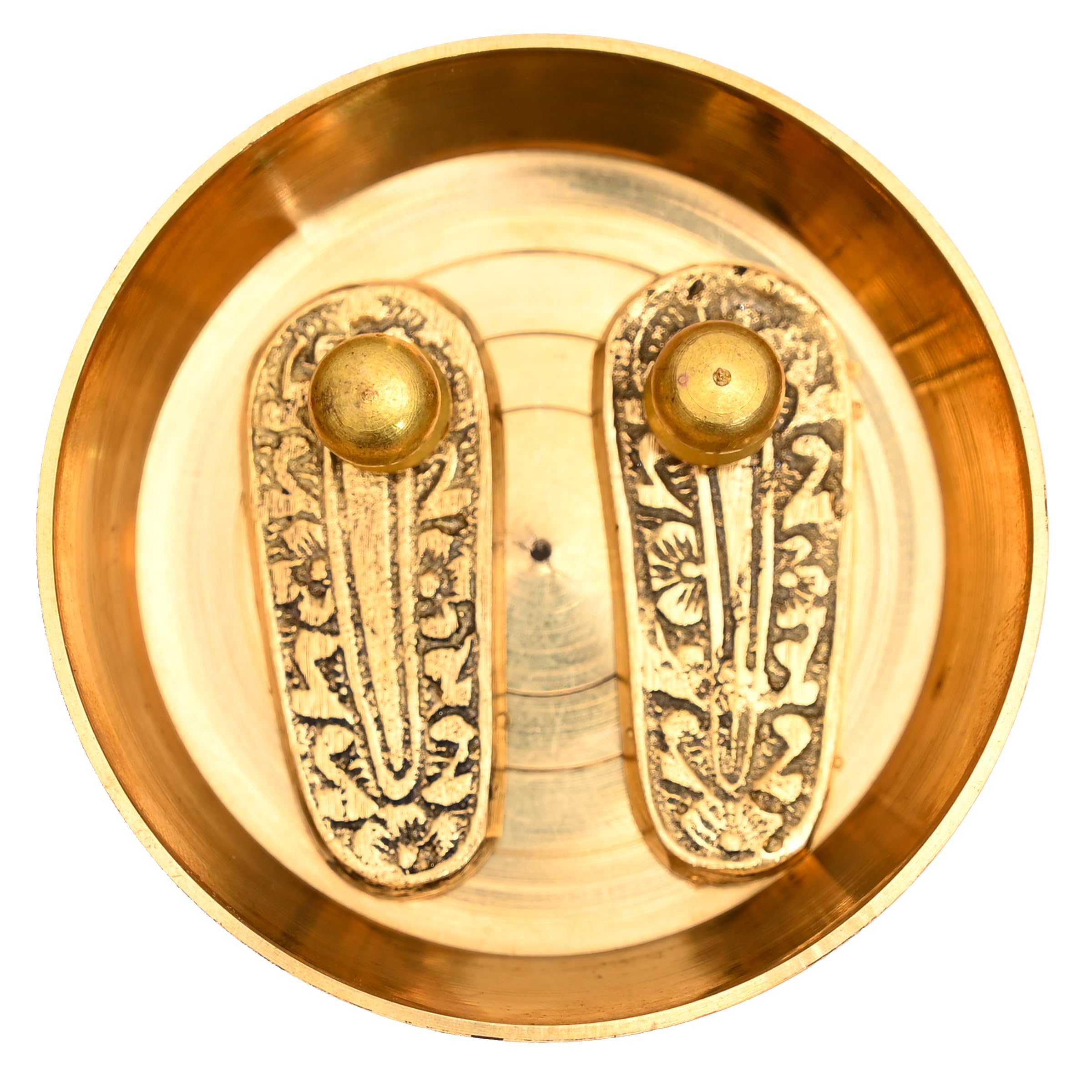 Tarini Gallery Brass Charan Plate set for Pooja Ghar Home Temple Mandir Traditional Religious Auspicious Pital Puja Items Décor Decoration and Gifting (Charan)