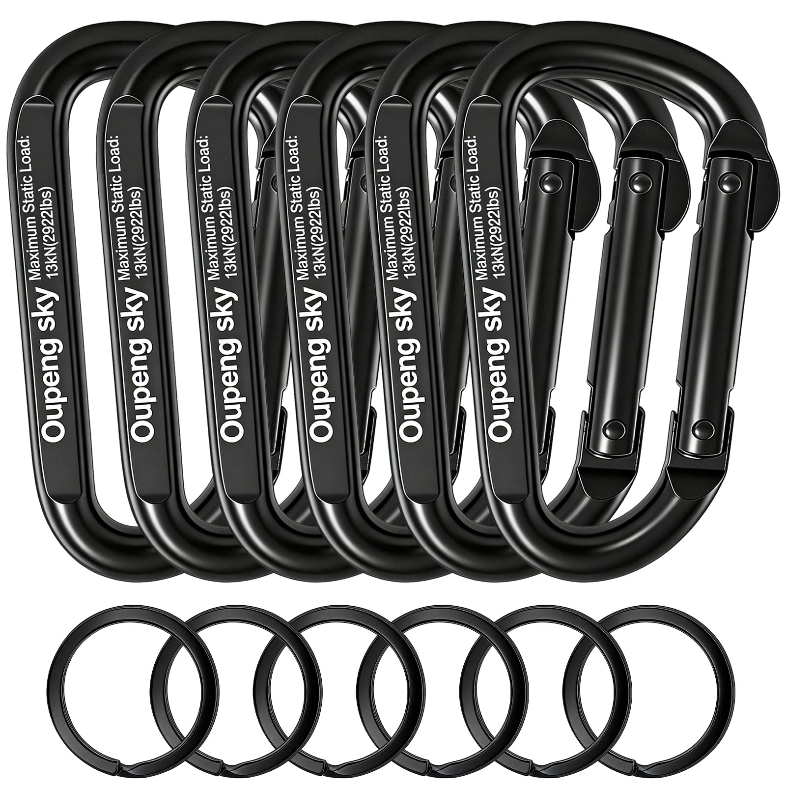 Carabiner Clip - Heavy Duty Carabiners,Carabeaner D Ring Shape,Small 2.5" 800lbs,Large 3" 13KN (2922 lbs),Key Chain Clip Hook for Camping, Hiking,Backpacking or Other Outdoor Activities.