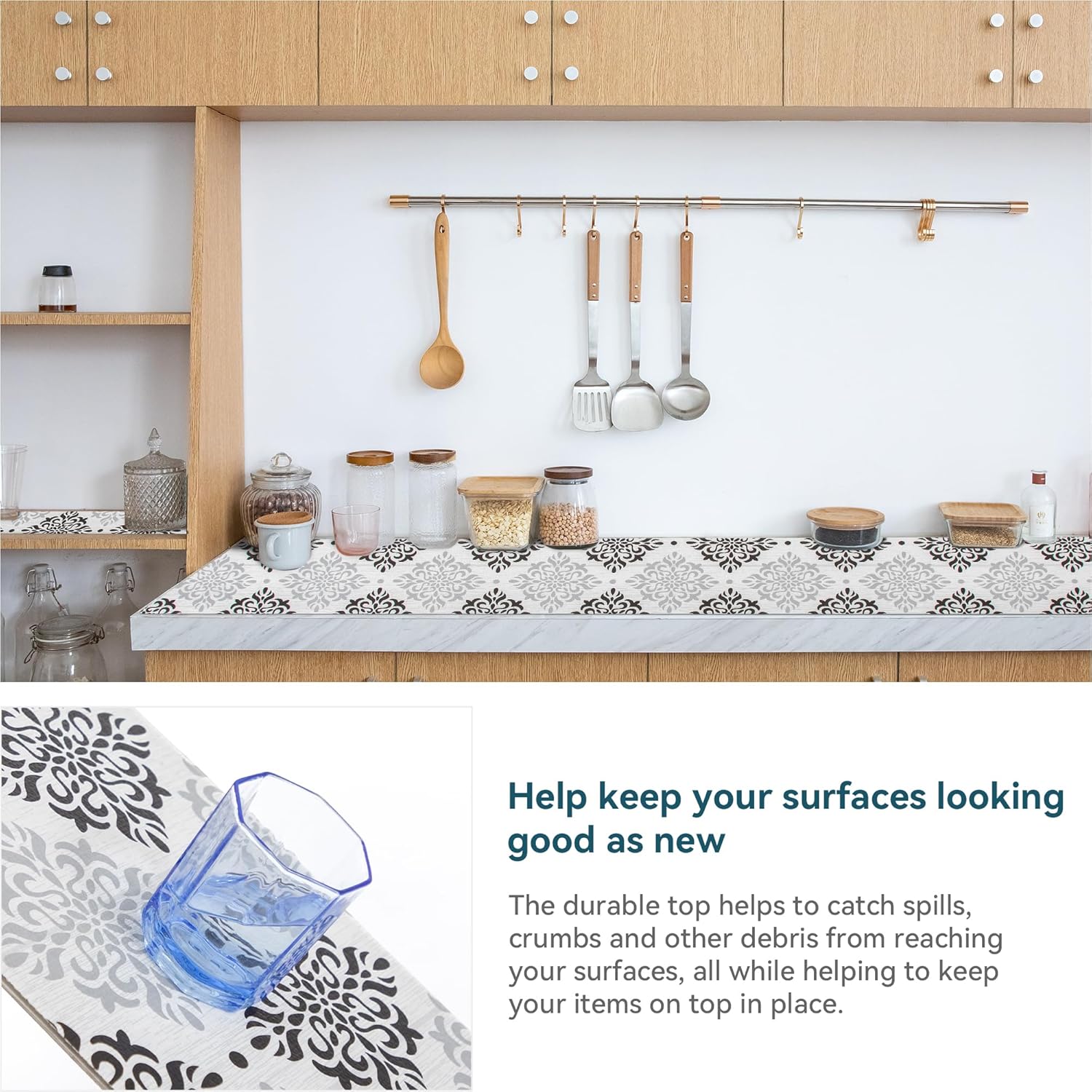 Premium Shelf Liner Non Slip 12inx50FT, Non Adhesive Drawer Liner, Waterproof Pantry Liner, Cabinet Lining Shelf Liners for Kitchen Cabinets