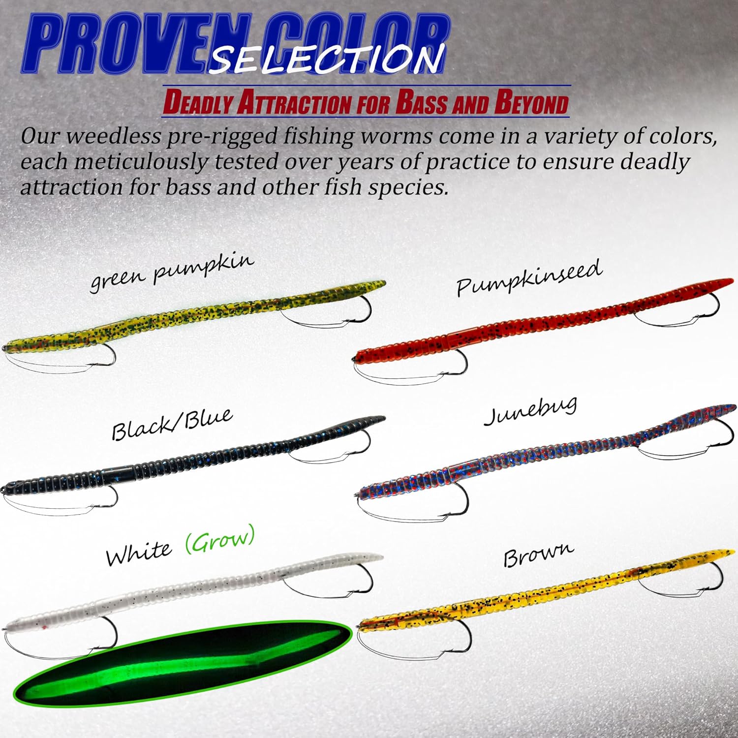 Fishing Lures Bass Lures, Weedless Pre Rigged Bionic Sinking Bass Fishing Lure Soft Plastic Swimbaits for Trout, Walleye, Crappie, Fishing Worm Swim Baits Minnows for Saltwater Freshwater
