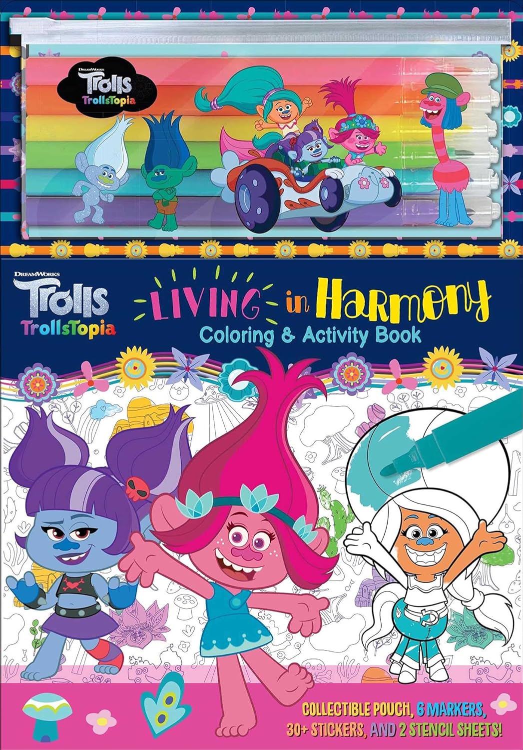 Dreamworks Trolls: TrollsTopia: Living in Harmony Coloring & Activity Book (Marker Pouch ...