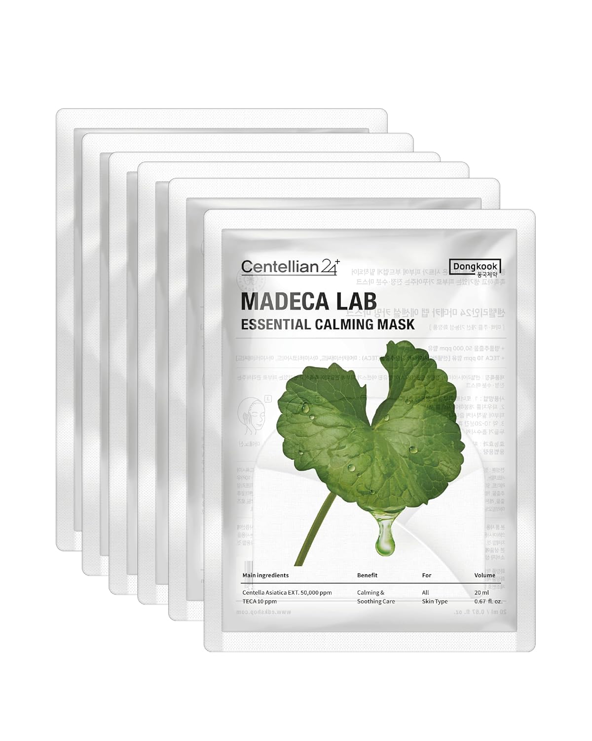 CENTELLIAN 24 Madeca Mask (Extra Calming, 6pc) - Face Mask Sheet Ultra Calming, Soothing for Sensitive Acne-prone with Centella Asiatica TECA, Niacinamide. Korean Skin Care for Men Women by Dongkook Extra Calming (6pc)
