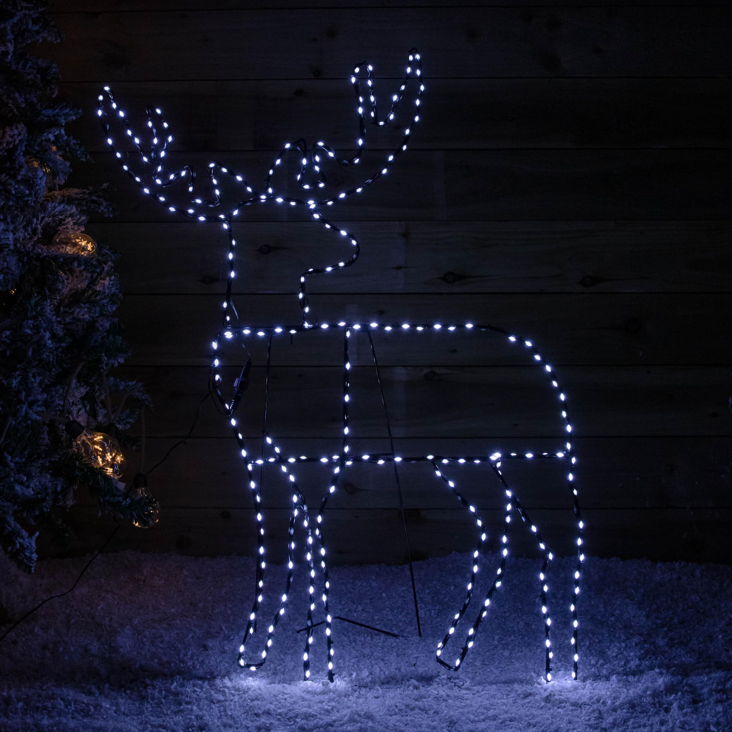 Samuel Alexander 292 LED Light Up Christmas Reindeer 2.6ft White