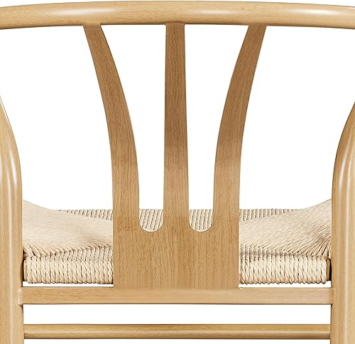 Miniatura 6 de Yaheetech Silla de comedor de tejido de ratán, sillas de metal, asiento de cáñamo para cocina, comedor, sala de estar, juego de 2, color madera