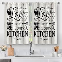 Aimego Farmhouse Quote Kitchen Curtains 2PC-28 W x 36" L Rod Pocket | Cafe Tier Window Drapes for RV / Camper, Above Sink, Dining Room, Bathroom Great Housewarming Gift, Machine Washable