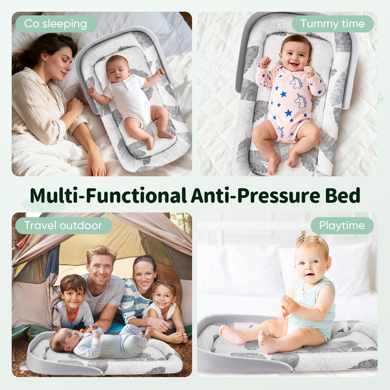 Réducteur de Lit Bébé 85x45cm, 100% Coton Réducteur Bébé, Baby Nest Cocoon Lit avec Housse Amovible Lavable pour Nouveau-né Nourrisson et Bébé, Nouveau-Né 0-12 Mois