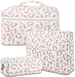 Juego de 3 bolsas de maquillaje acolchadas pa...