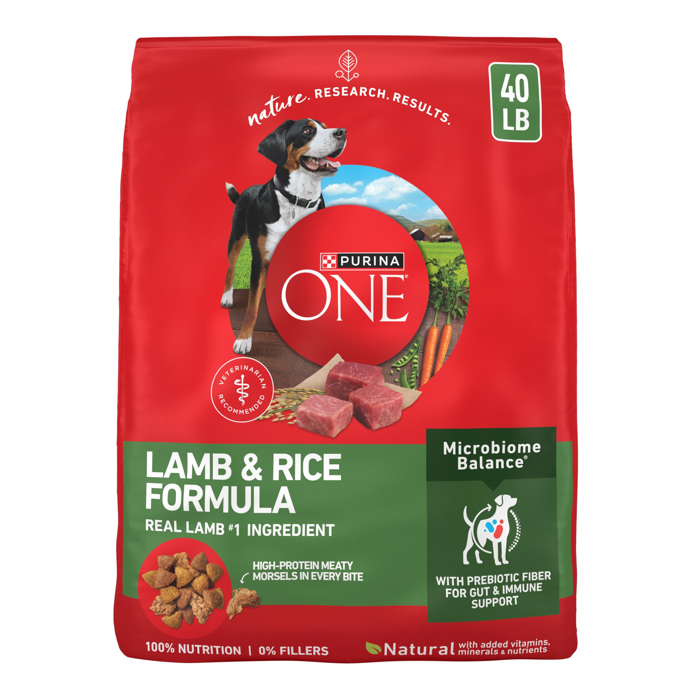 Purina ONE Lamb and Rice Dry Dog Food, 40 lb Bag | Natural recipe with real lamb as the first ingredient, and a microbiome balance with prebiotic fiber for gut & immune support Lamb & Rice 40 Pound (Pack of 1)