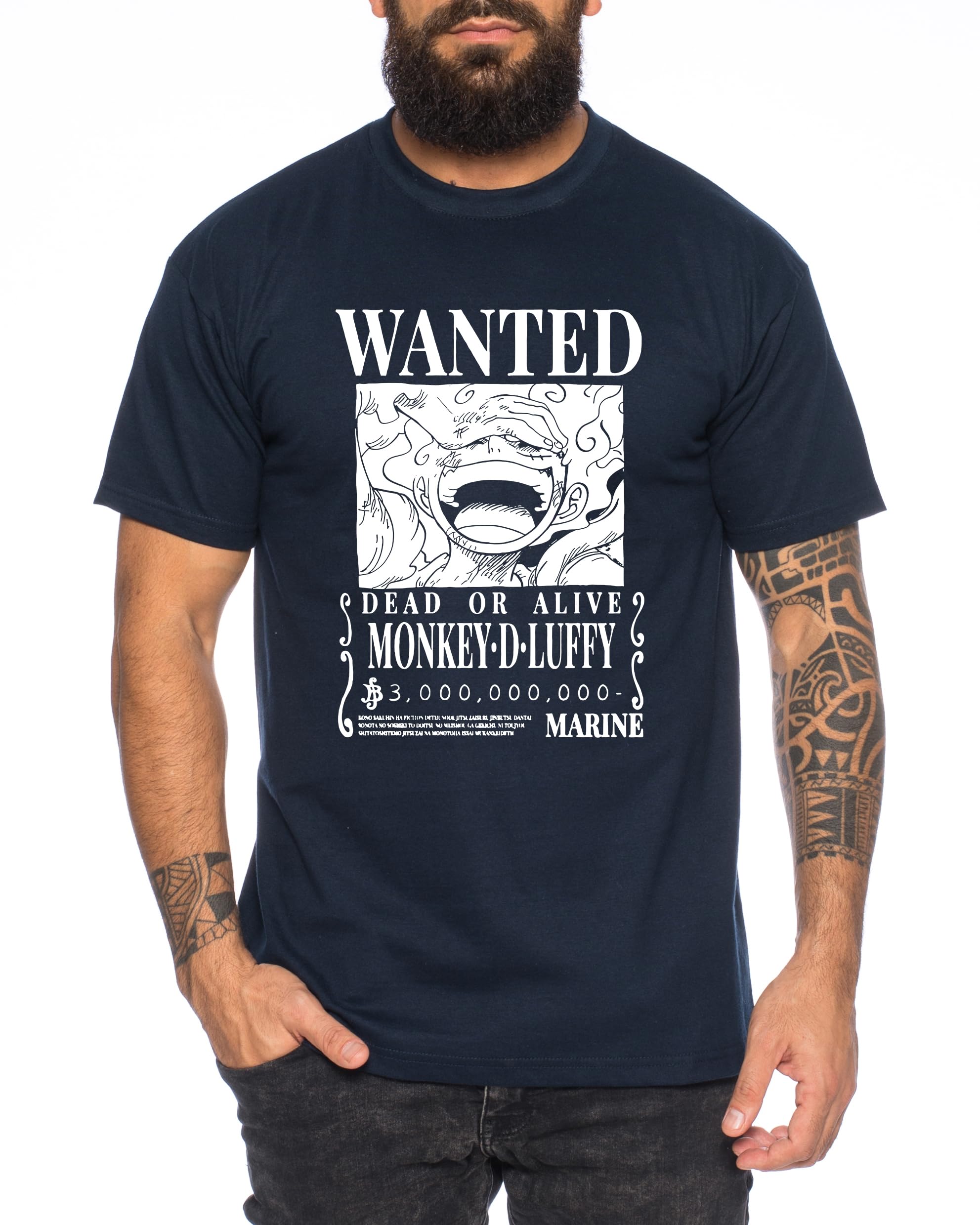 Tee Kiki Wanted Luffy - Maglietta da Uomo Cappello di Paglia Luffy Zoro One Monkey D. Pirate Ace Piece Goku Anime Ruffy