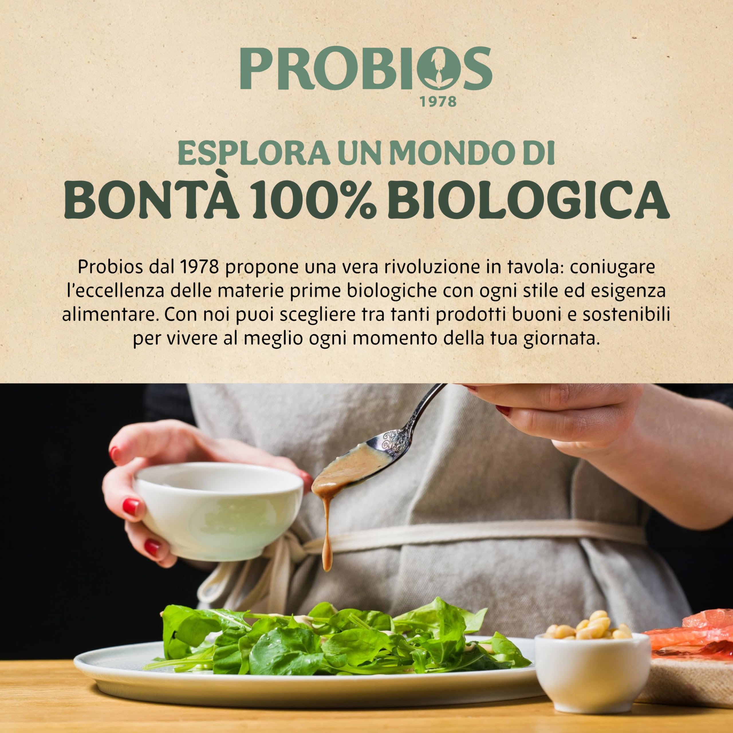 Probios Crema Tahini Light - Crema di Sesamo Tahina Premium - Salsa Tahini Ricca e Cremosa per Hummus e Salse - Confezione da 6 x 200 g