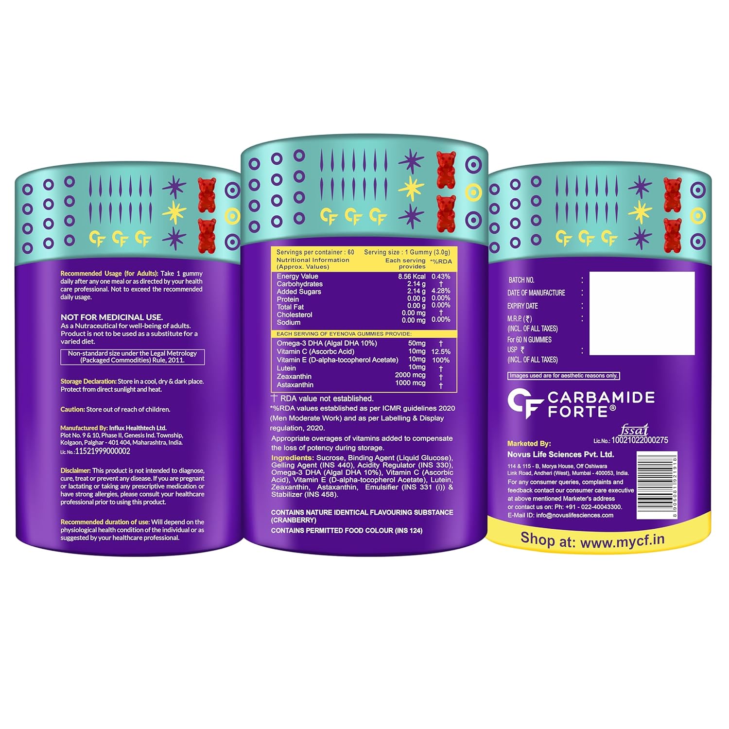 Carbamide Forte Eye Supplement Gummies | Lutein and Zeaxanthin Supplements For Women & Men | Lutein 10mg, Zeaxanthin 2mg & Astaxanthin 2mg | Eye Supplements to Improve Vision | 60 Veg Eye Gummies Carbamide Forte Eye Supplement Gummies | Lutein and Zeaxanthin Supplements For Women & Men | Lutein 10mg, Zeaxanthin 2mg & Astaxanthin 2mg | Eye Supplements to Improve Vision | 60 Veg Eye Gummies