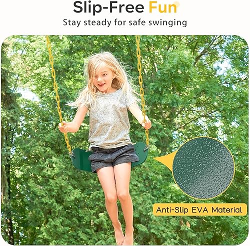 Miniatura 6 de DECORLIFE Paquete de 2 asientos de columpio para columpio, soporta 330 libras, kits de reemplazo de columpios con cadenas revestidas para niños y