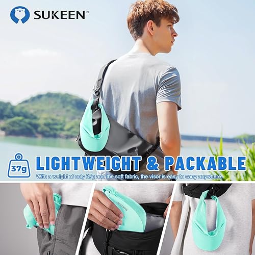 Miniatura 4 de Sukeen Visera elástica refrescante de tamaño libre con protección UV, visera pico para golf, tenis, ciclismo, correr