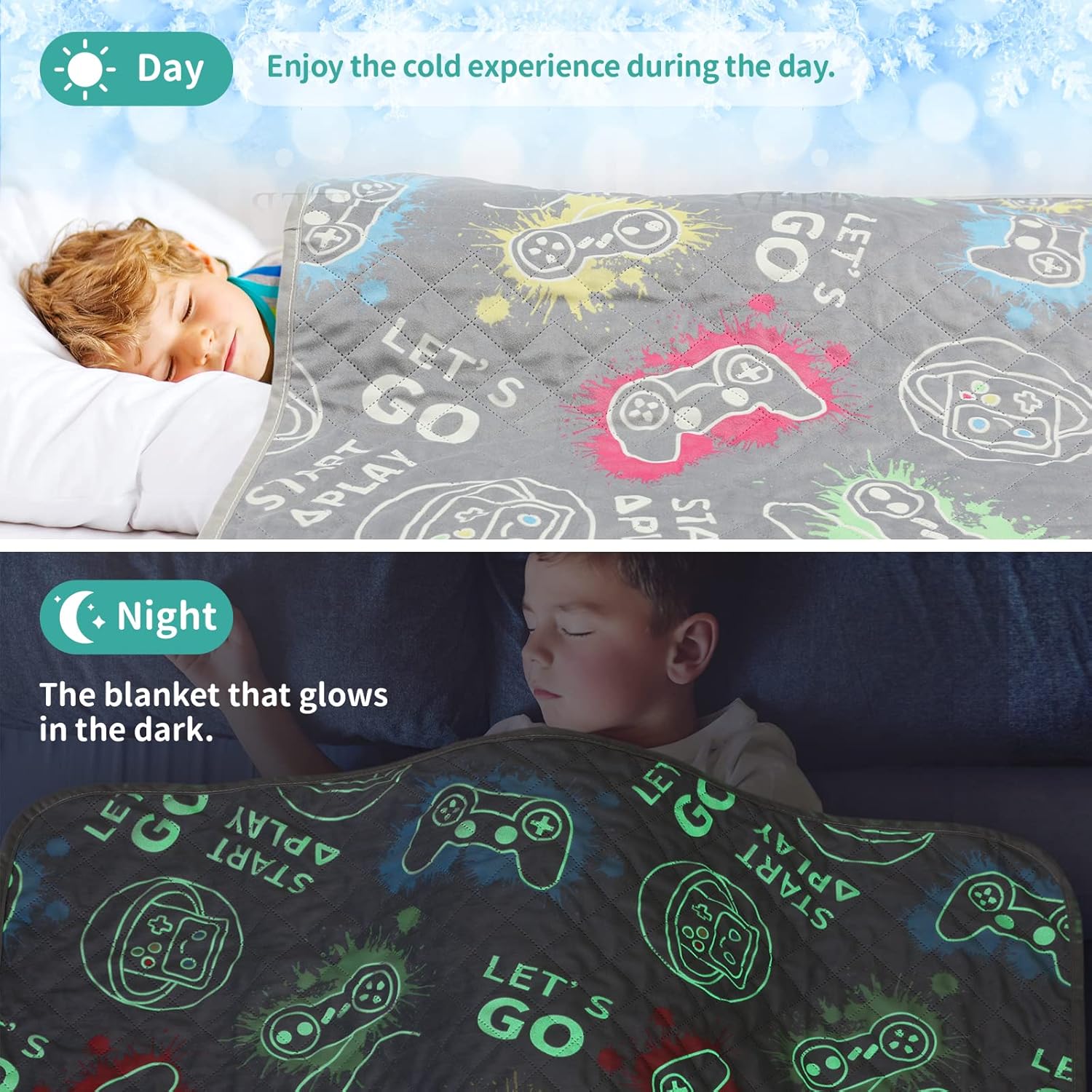 Cooling Blankets for Hot Sleepers,Glow in The Dark Blanket Game Controller Gifts for Boys,Q-Max>0.4 Arc-Chill Cooling Fiber,1-12 Year Old Teen Boys Gifts,Soft Cozy Gamer Blanket,50"x60" - Image 7