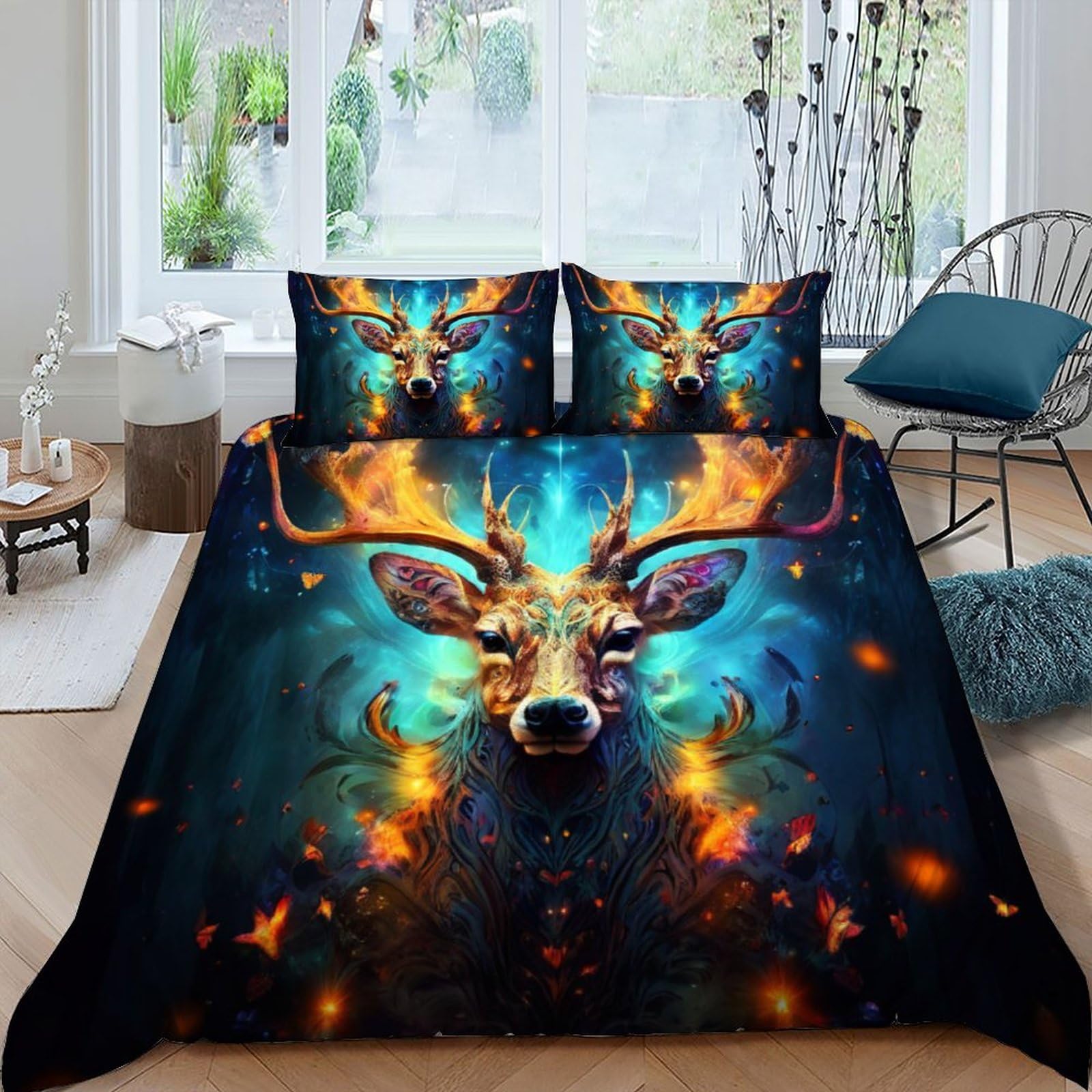 Housse de couette élan 220x240 facile à laver sans repassage pour lit