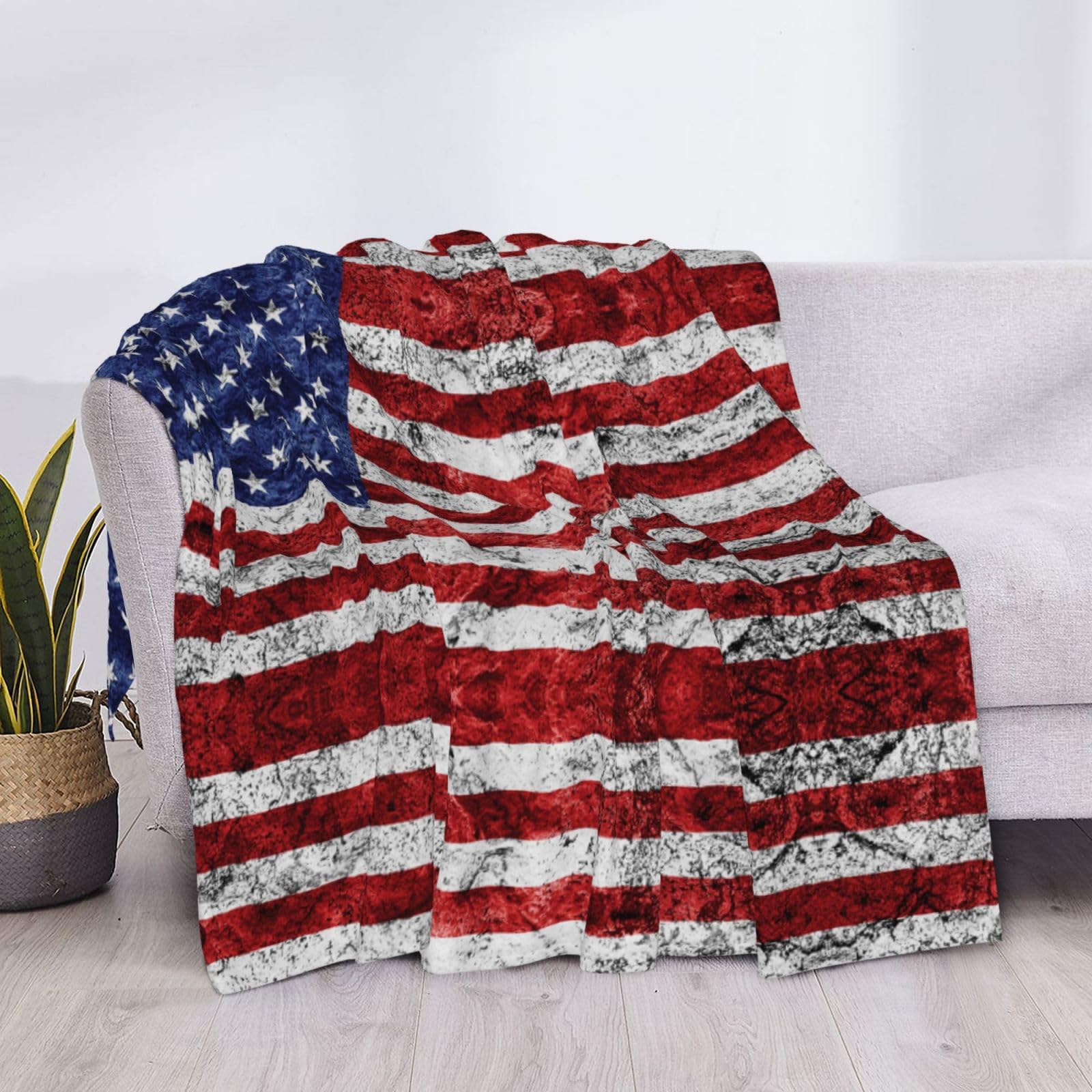 Independence Day Überwurfdecke – US-Flagge Design, 127x152 Cm – Weiche Flanelldecke Für Couch & Bett