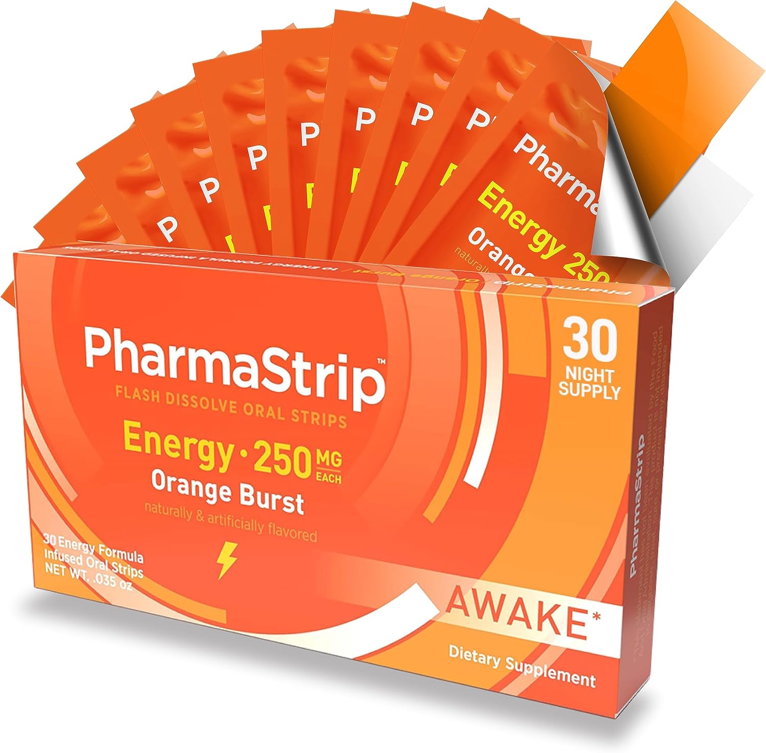 PharmaStrip Instant Energy Strips with Caffeine, Vitamin B1