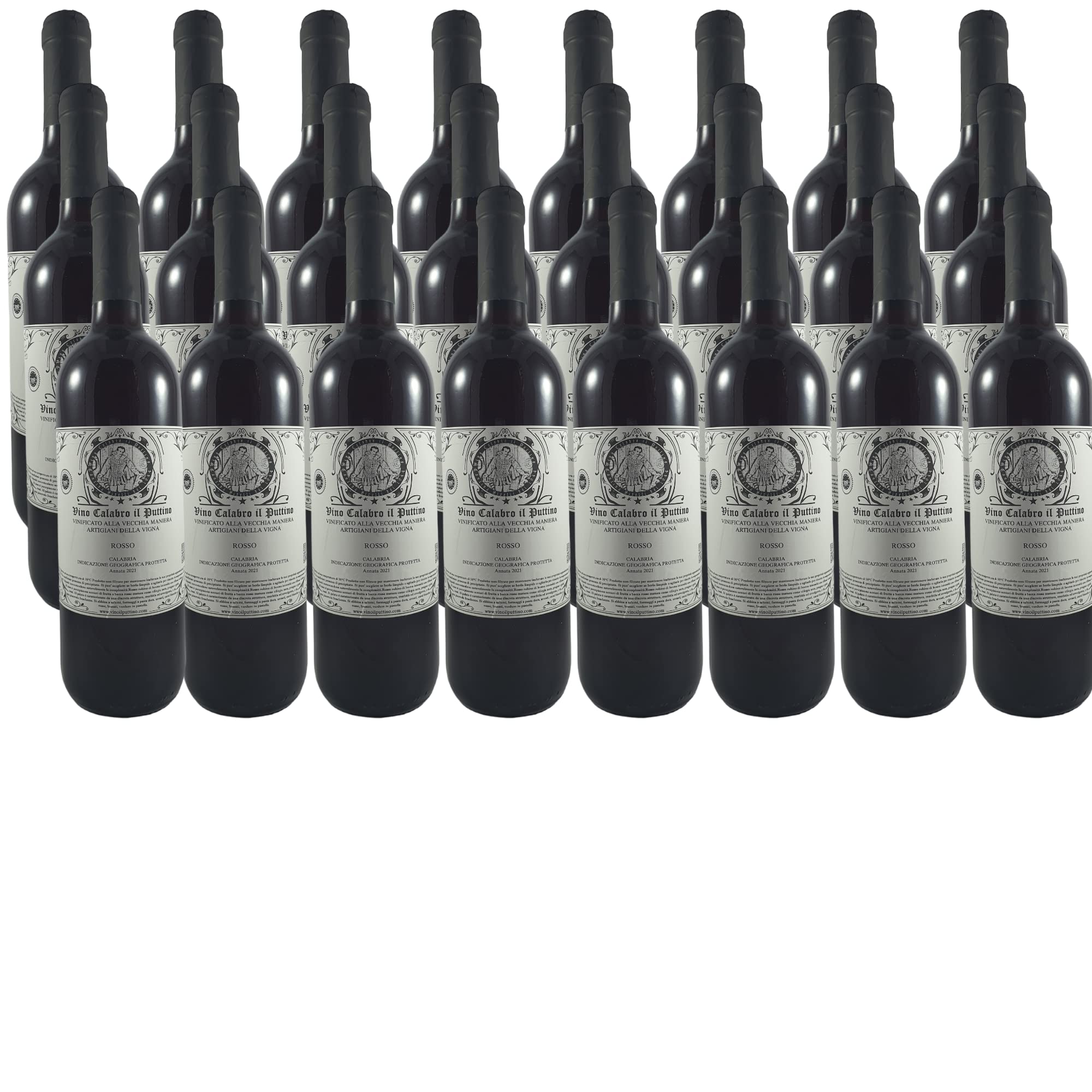 Vino Calabro il Puttino | Rosso IGP Calabria | lenta evoluzione | Bottiglia da 750 ml | Cantina Virelli | Cutro | Non filtrato | Artigianale (24 Bottiglie IGP Calabria)