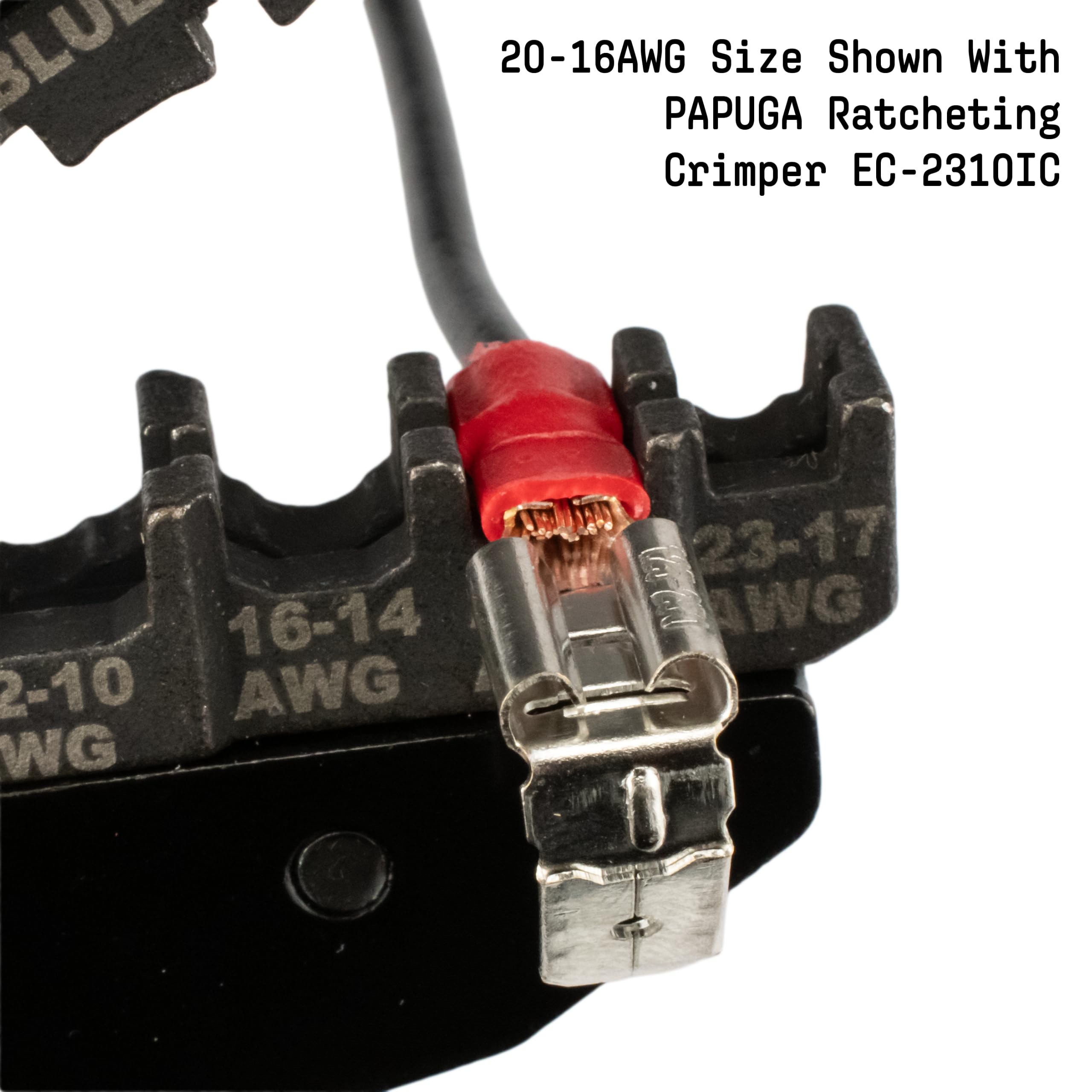 Lot de 200 connecteurs à sertir isolés à déconnexion rapide 22-16 AWG 600 V 10 A Nema Tab 0,8 x 6,35 (200, 22-16 AWG rouge, piggyback 0,8 x 6,35)