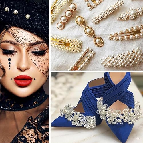 Miniatura 7 de Sukiiy 100 perlas planas de 0.63 pulgadas para manualidades, medias perlas blancas grandes de imitación para proyectos de manualidades, perlas