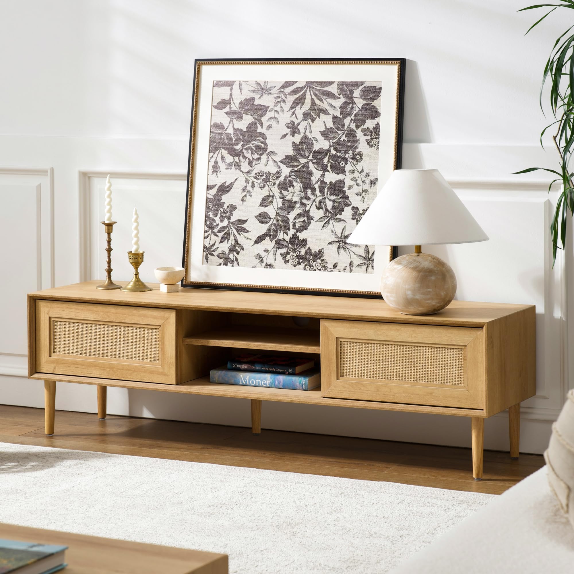 Amazon.com: FUTERMUS Mid Century Modern TV Stand for 70 Inch TV, Boho ...