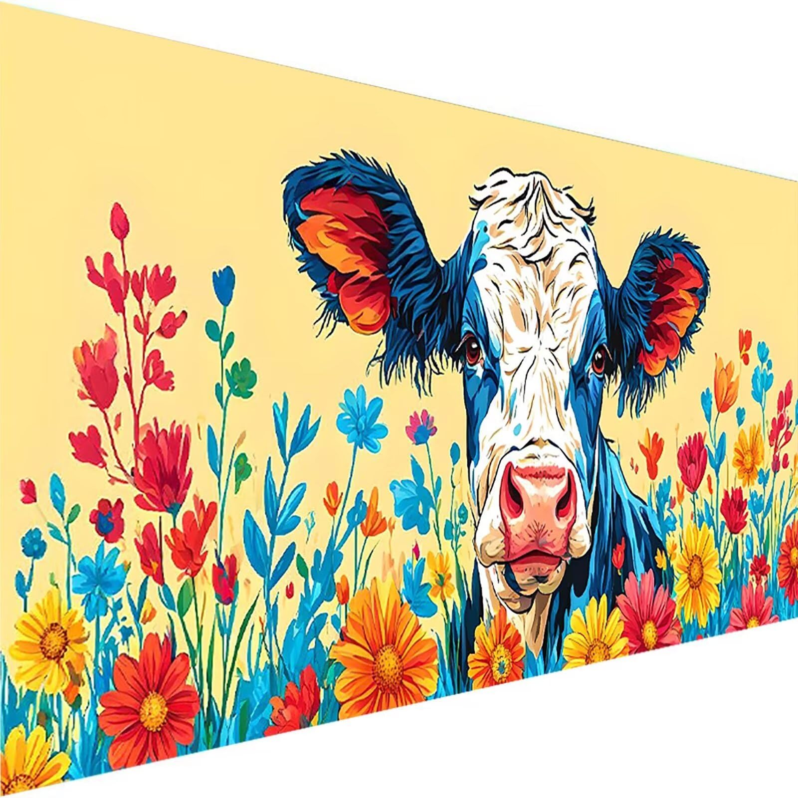 Malen nach Zahlen Kinder Tier Malen Nach Zahlen Erwachsene, Geschenke für Mädchen Junge Bastelset Set, Malen nach Zahlen Milchkuh | Malen nach Zahlen Ohne Rahmen, (60x120cm) Bastelset Erwachsene U-6
