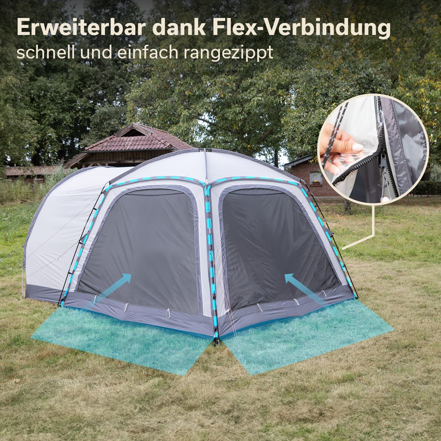 Skandika Pitea 4 Flex Protect namiot kopułowy, namiot kempingowy dla 4 osób, wszyta podłoga namiotu, z dachem przeciwsłonecznym, słup wody 5000 mm, UPF 50+, namiot samochodowy, przedsionek do vanów