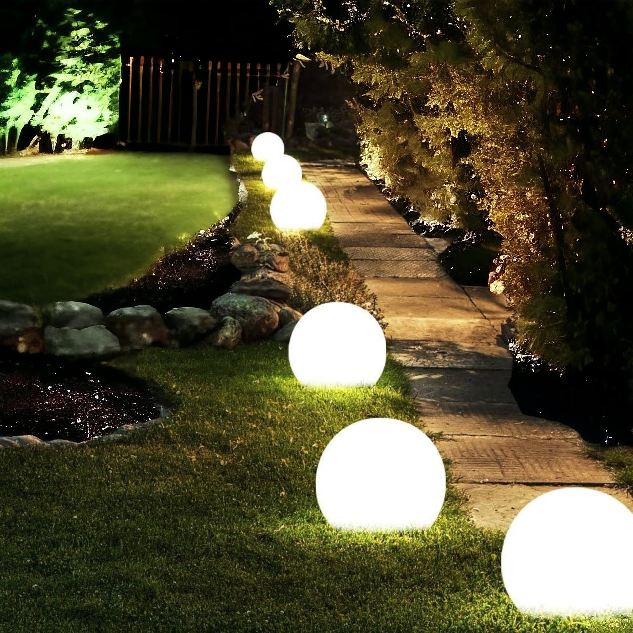 Lampada a Sfera da Giardino da terra, Design Elegante, Attacco E27, Resistente agli Agenti Atmosferici ip65, illuminazione da esterno (30cm)