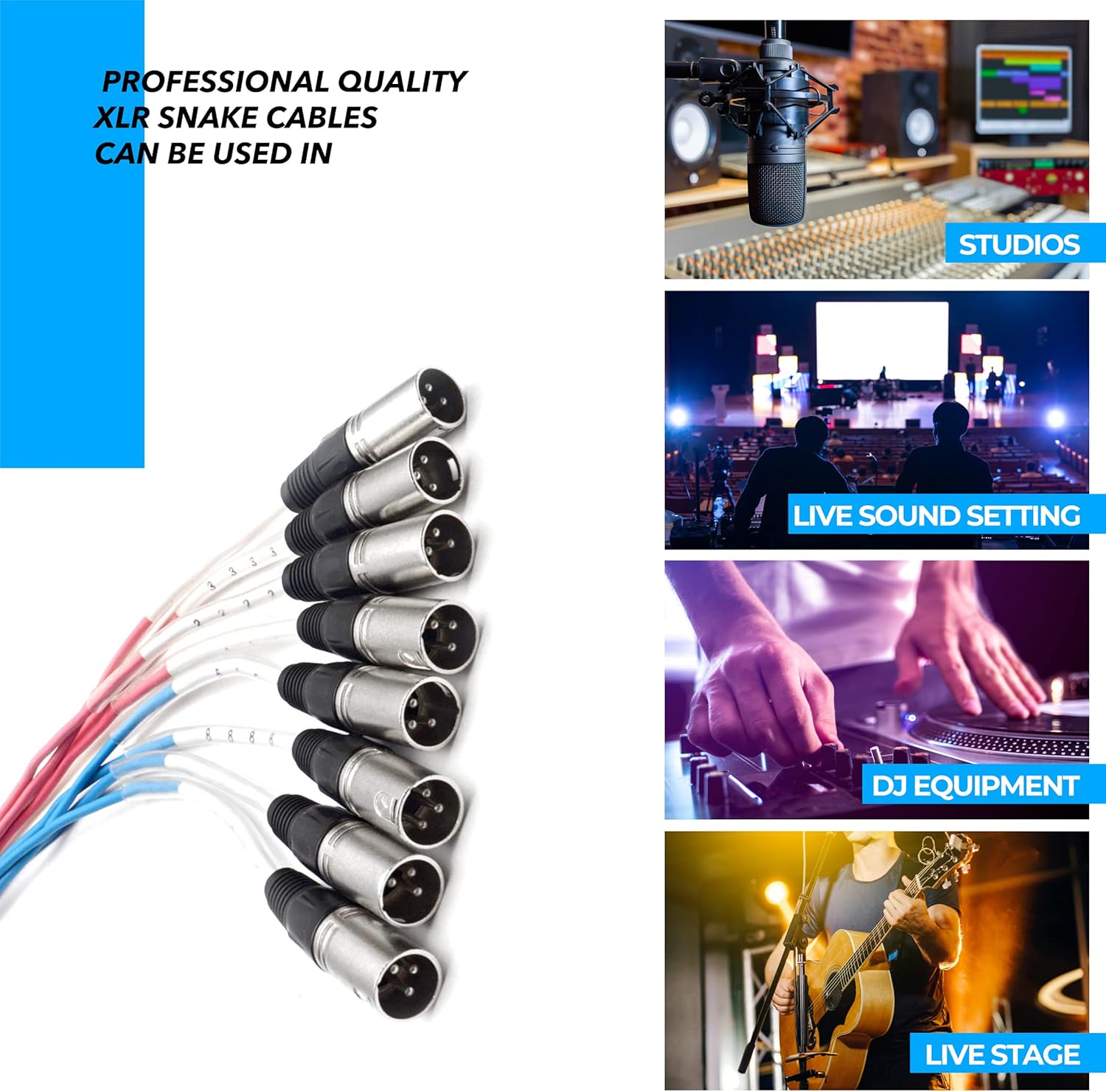 Seismic Audio SARLX-8x25-8チャンネル XLR スネークケーブル 長さ25フィート プロオーディオスネーク