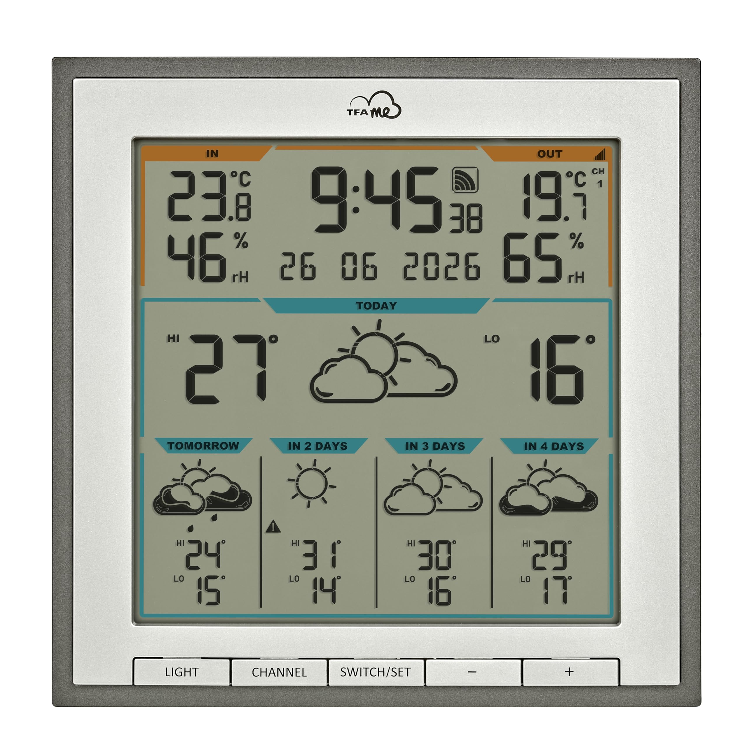 TFA Dostmann TFA.me ID-08 stacja pogodowa WLAN ID-08, 35.8105.10, profesjonalna prognoza pogody przez Wetter.com na 5 dni, portal internetowy, z czujnikiem zewnętrznym, radiowym czujnikiem zewnętrznym