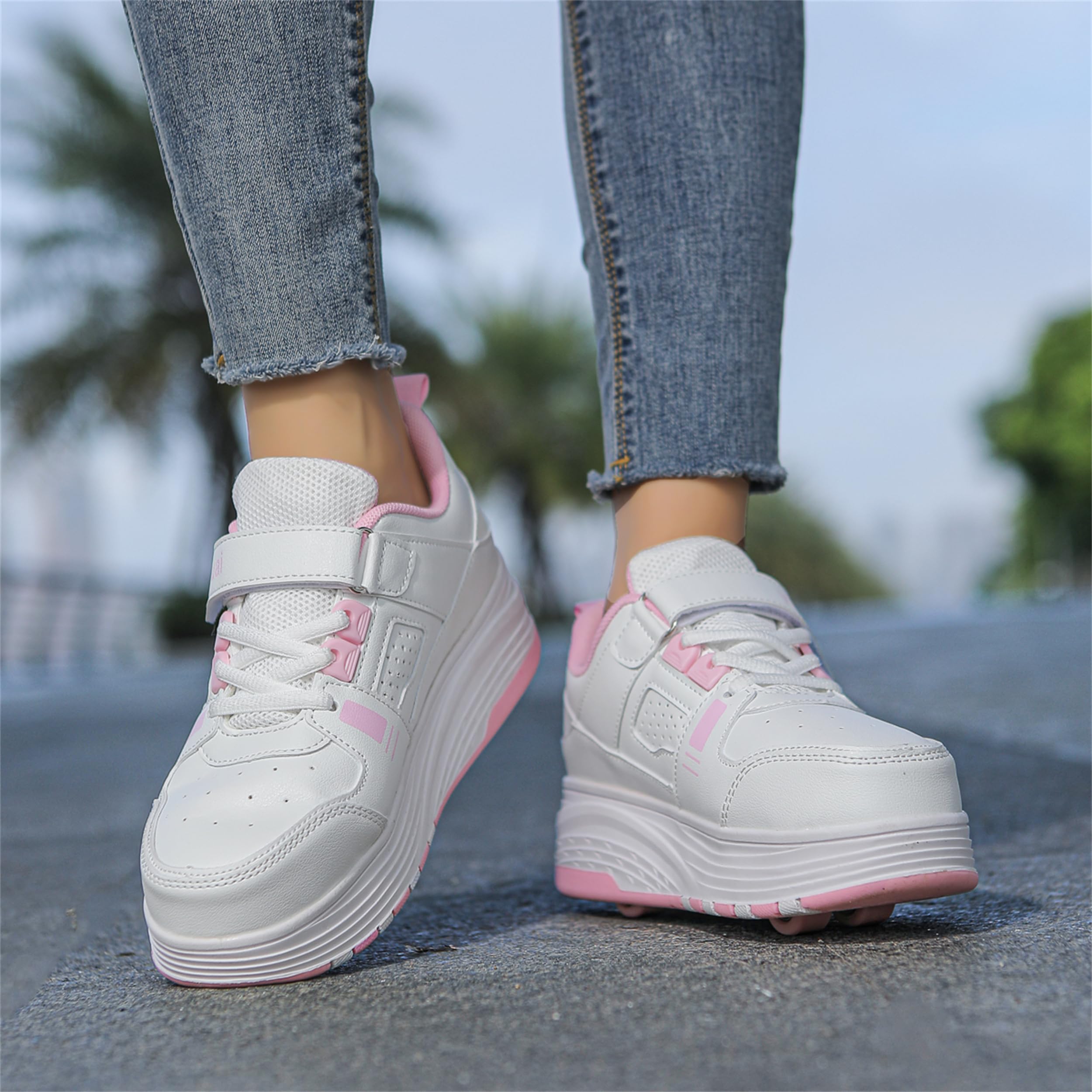 Zapatos con Ruedas para niños y niñas, Zapatillas de Deporte al Aire Libre con Ruedas para niños, Zapatillas de Skateboard con 4 Ruedas Ajustables para Pascua, Cumpleaños, Navidad