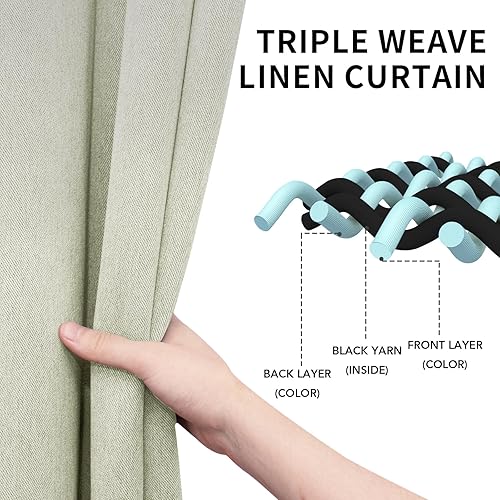 Miniatura 3 de Easy-Going Cortina opaca con aspecto de lino con ojales para dormitorio, sala de estar con aislamiento térmico y oscurecimiento de la habitación (2