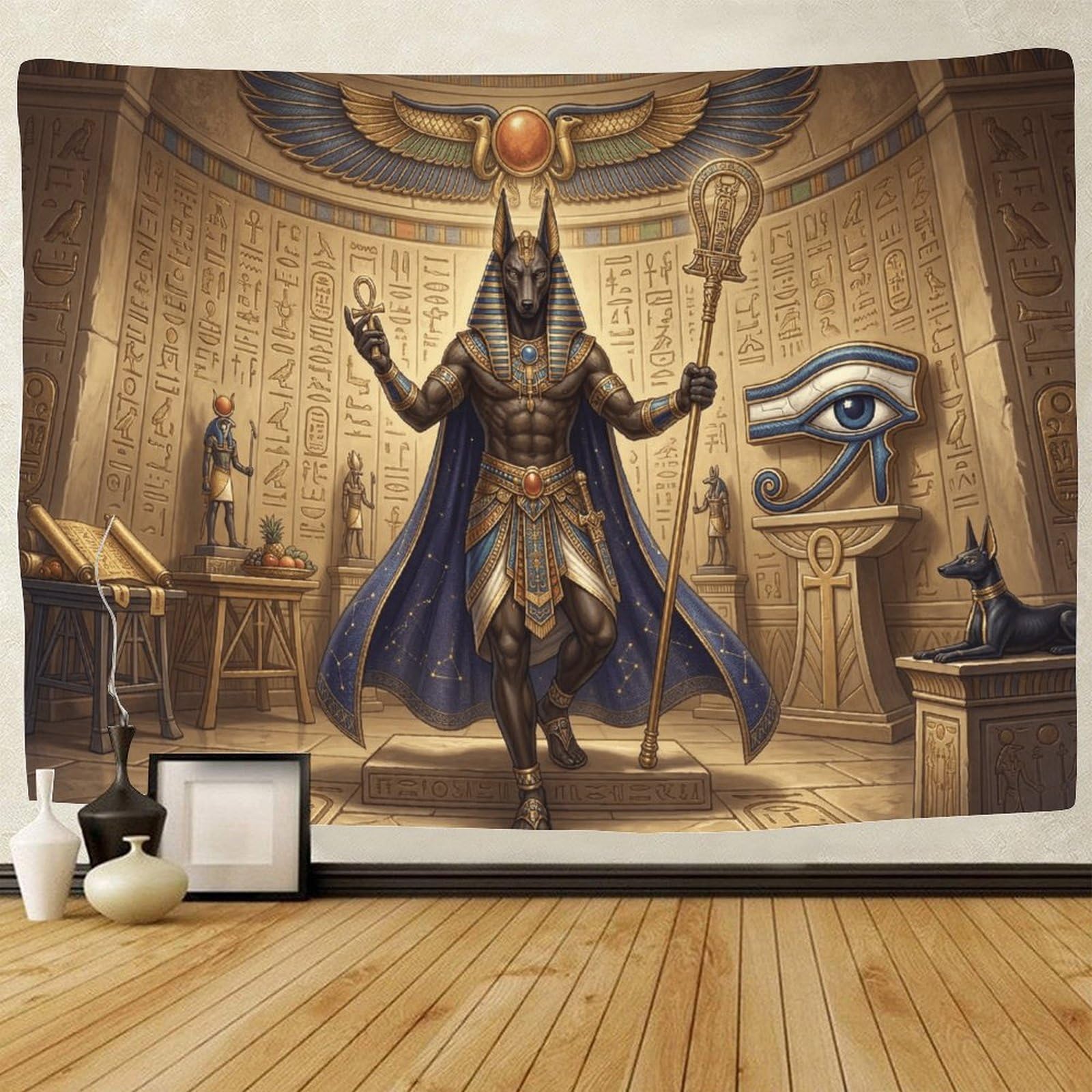 GPMNBCXZK Egyptian Anubis Wall Tapestry Ancient Temple 3D Art Printed Decor for Bedroom Living Room 70cmx100cm