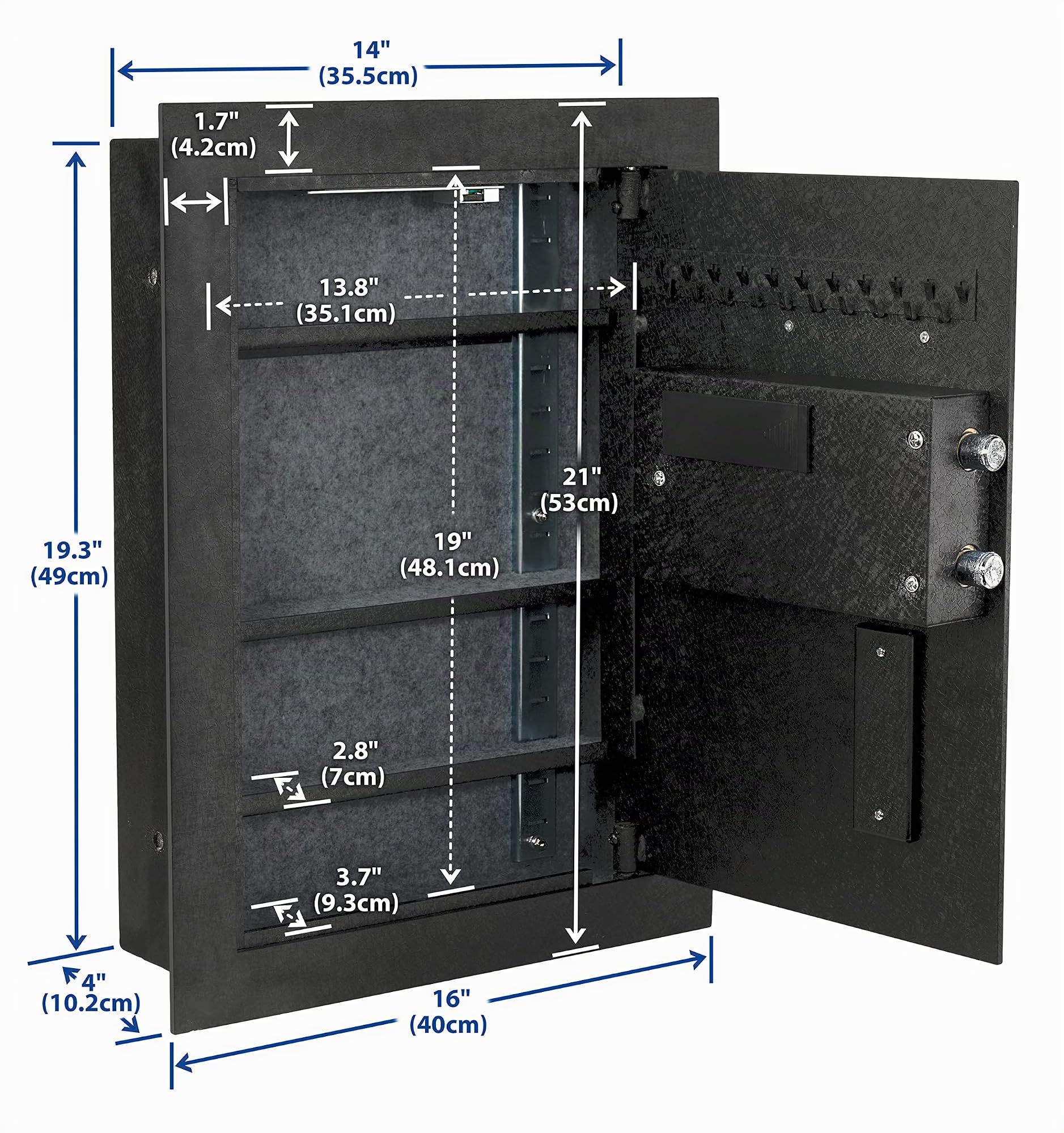 Viking Security Safe VS-52BLX - Caja Fuerte biométrica de Alta Resistencia Oculta en la Pared, Seguro para Huellas Dactilares