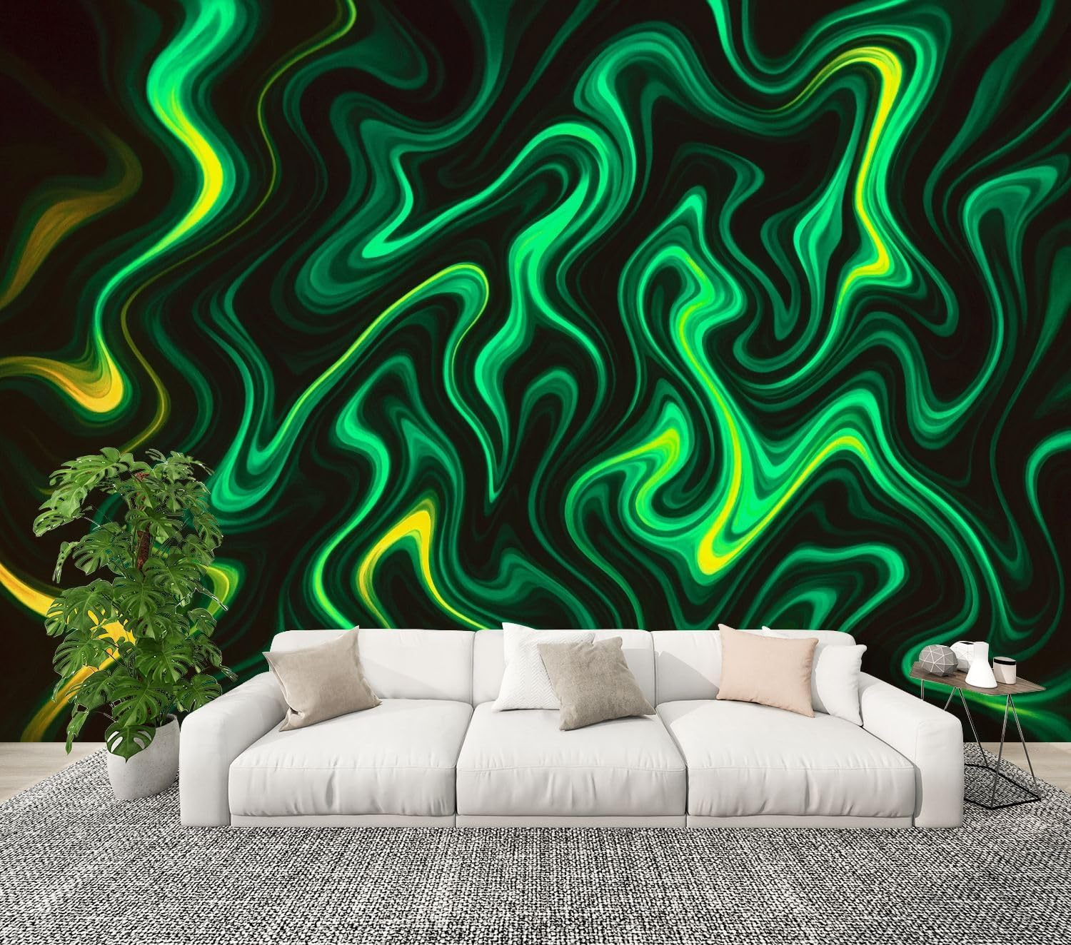 Modern Peel and Stick Wall Mural Wallpaper Marble Green